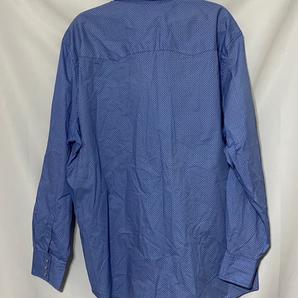 WRANGLER WRANCHER MENS SIZE 2XT(Tall)PEARL SNAP BUTTONS BLUE CIRCLE DESIGN SHIRT - Picture 10 of 12